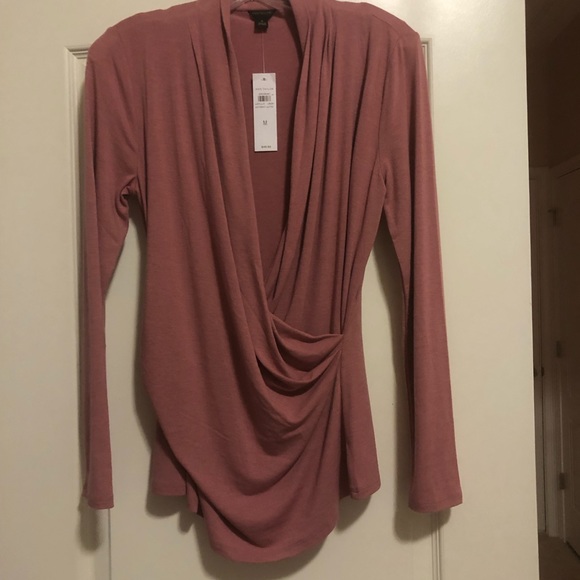 NWT Loft Mauve Wrap/Ruched Top - Picture 1 of 3